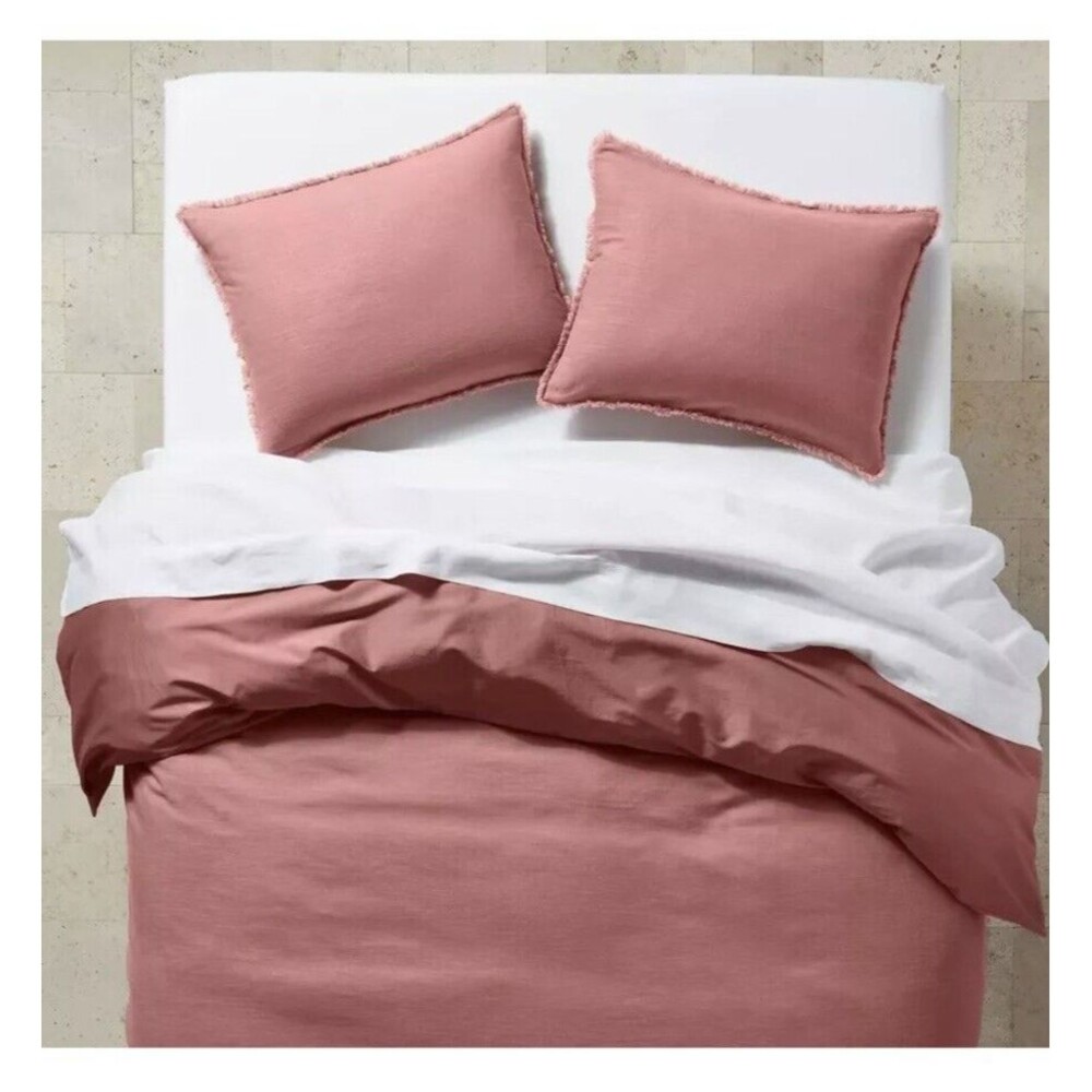 Heavyweight Linen Blend Duvet Cover  - Casaluna KING ROSE NEW!! NO SHAMS - Picture 2 of 11